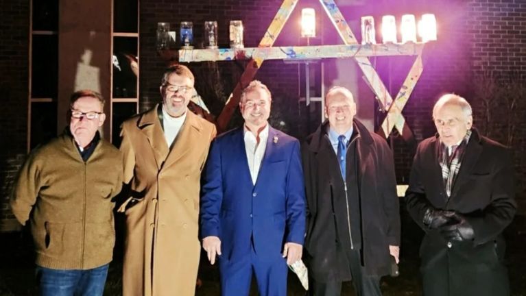 Elected Officials Participate in Menorah Lighting at City of Newburgh Temple