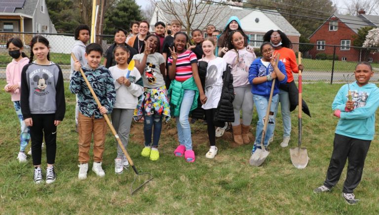 Fifth Graders Plant Trees in City of Newburgh